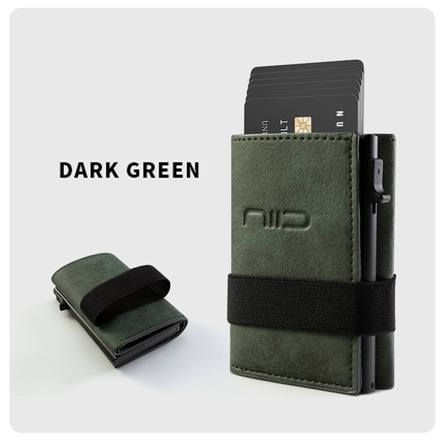 NIID Slide II Vegan Leather Mini Wallet Dark Green